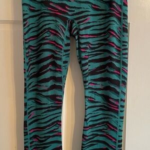 Fabletics Animal Print Teal Pink Black Leggings